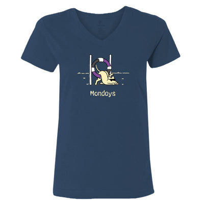 Yankee Poodle - Ladies Curvy V-Neck Tee Curvy 4 (26-28) / Cardinal