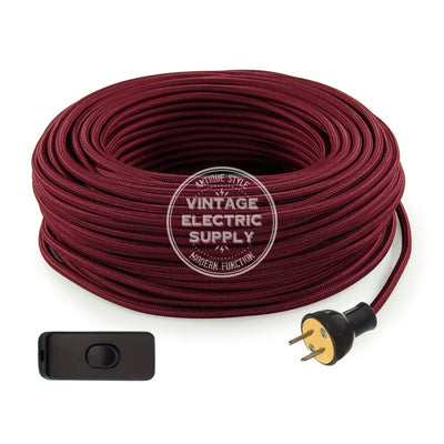 Burgundy Rayon Re-Wire Kit with Switch - Vintage Electric Supply