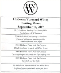 Wine Pickup Menu Card