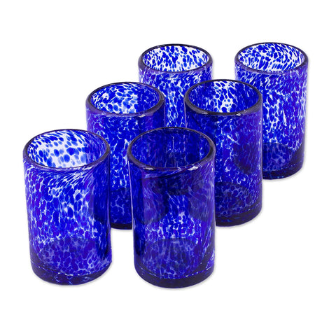 Blue swirled glassware 