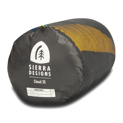 Sierra Designs Cloud 35 degree Down Quilt Sleeping bag 15d ripstop nylon and 800FP PFC-free DriDown for ultralight backpacking, camping, hiking