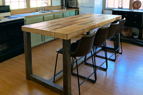 Reclaimed Wood Community Bar Restaurant High Top Table in Provincial