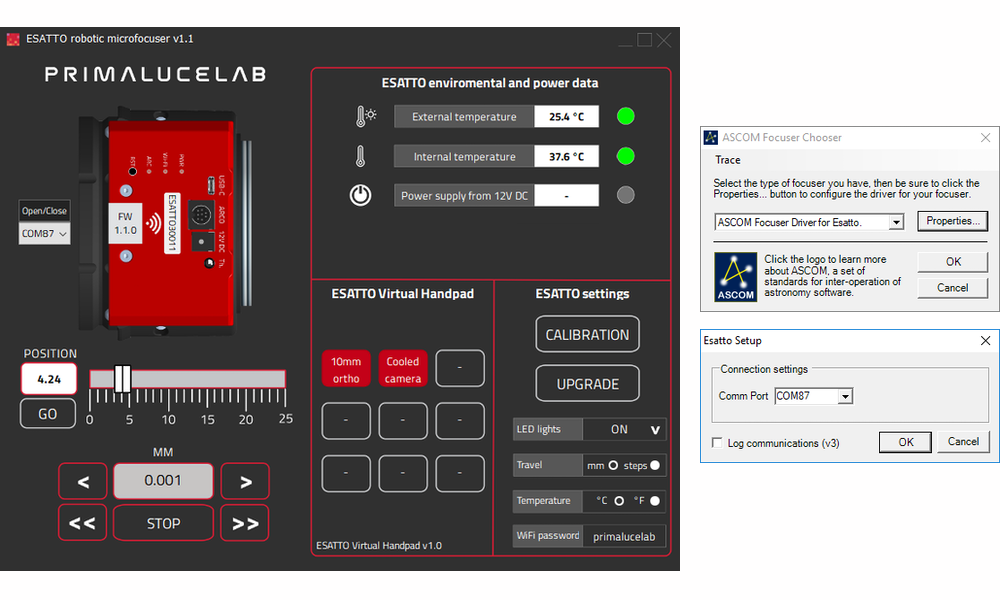 ESATTO Controls Window