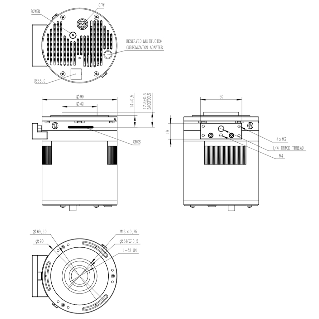 QHY533M Mechanical Diagram