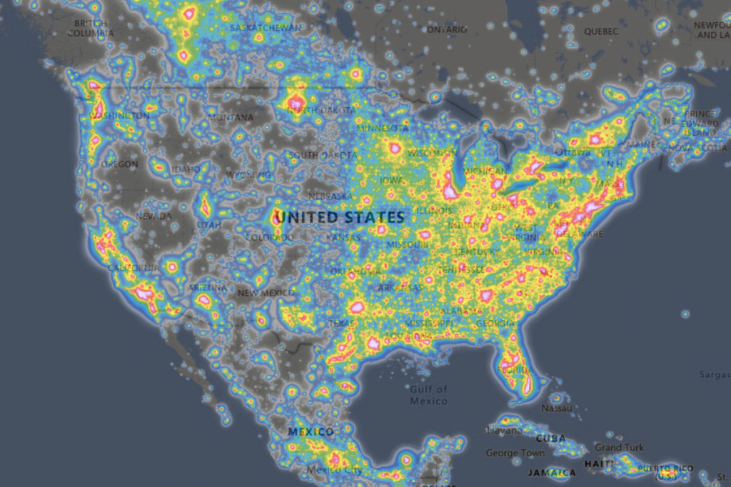 Light Pollution Map of the United States