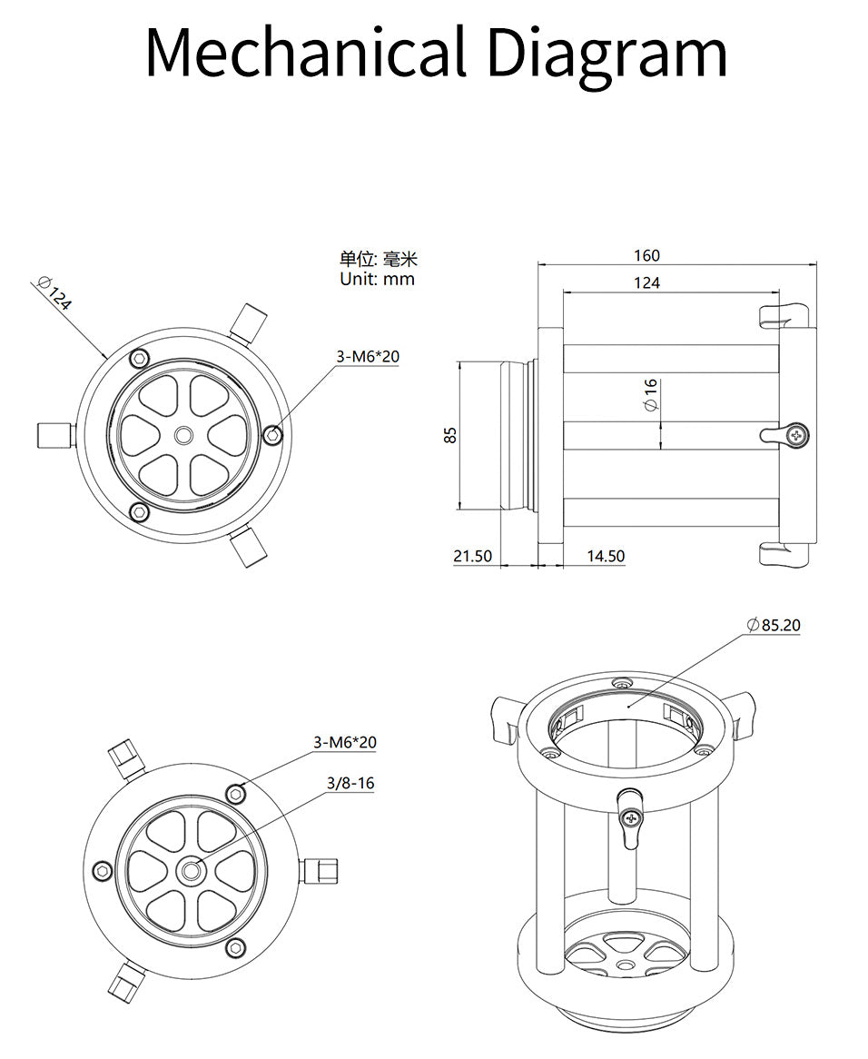 ZWO Pier Extension Mechanical Diagram