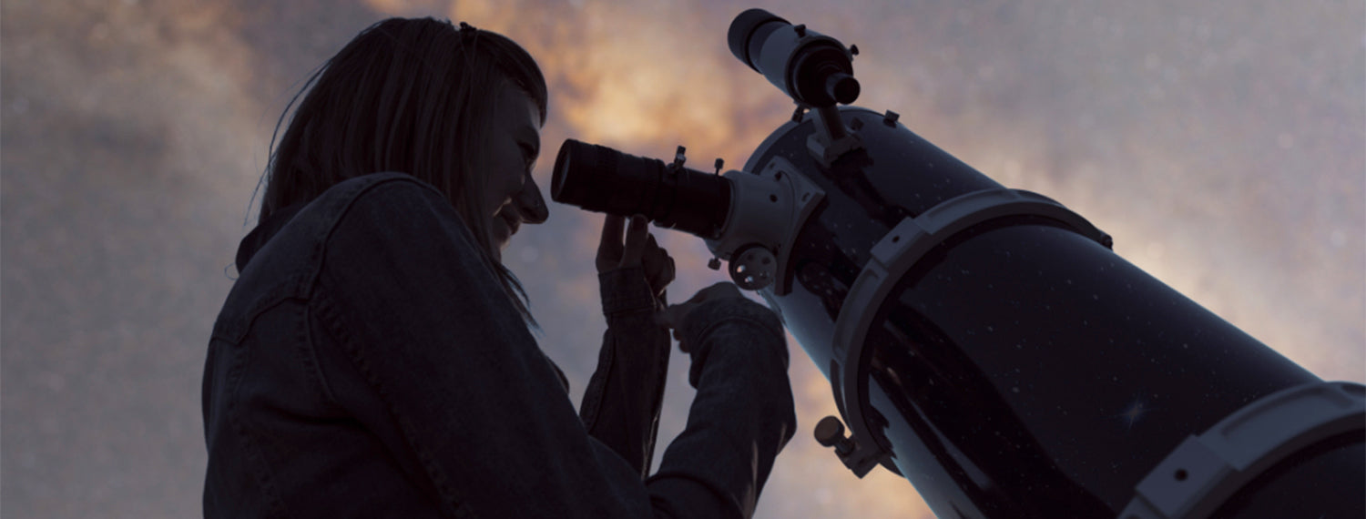 Girl with Reflector Telescope