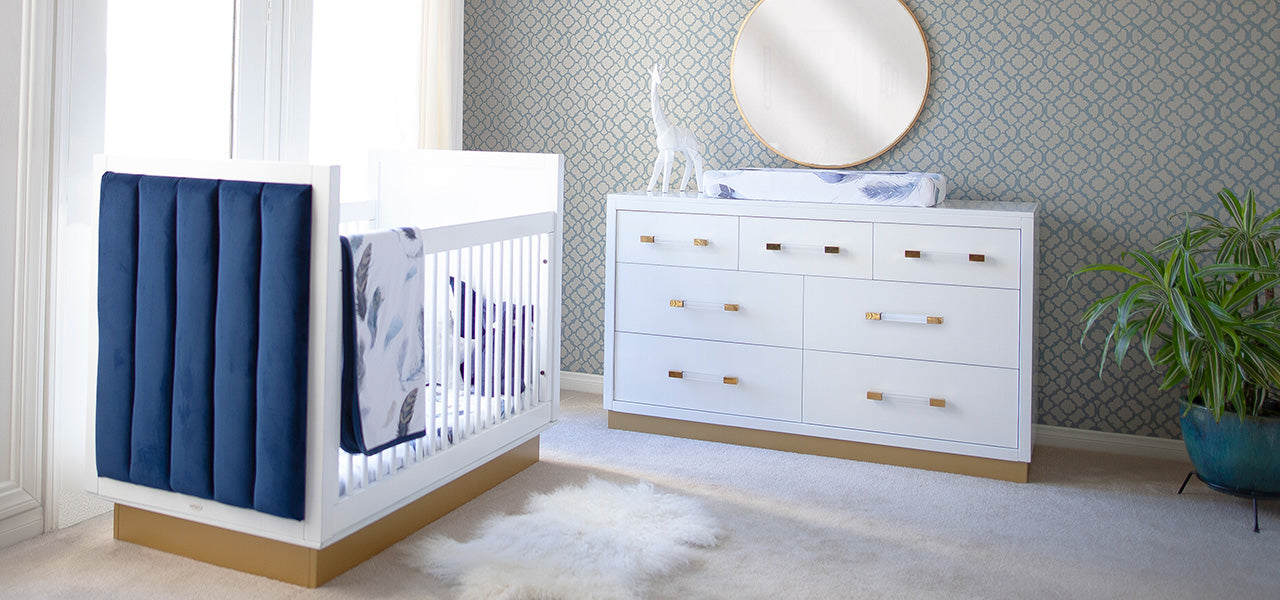 Blue and White Modern Glam Nursery