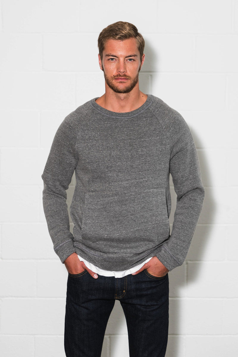 Men's French Terry Kangaroo Pocket Crew Neck Sweatshirt – Mika Jaymes