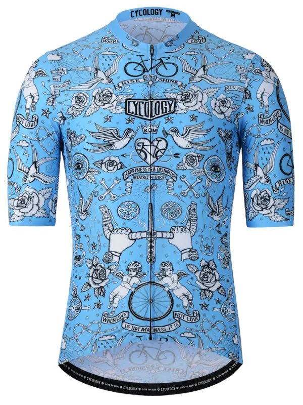 Velo Tattoo Men's Reborn Jersey Blue - Cycology Clothing US product image