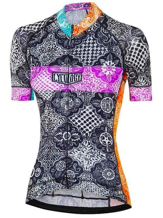 RAYAS Ladies Short Sleeve Cycling Jersey (Purple/Pink)