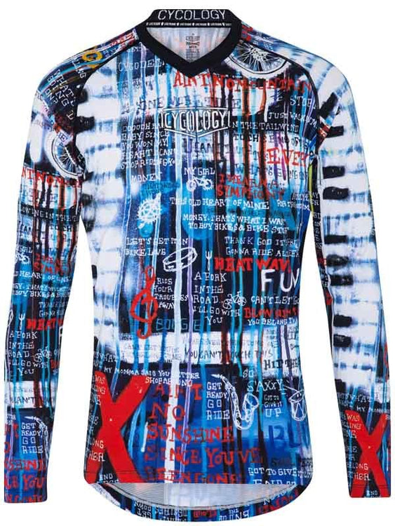 Graffiti Long Sleeve Men's Black Mountain Bike Jersey | Cycology