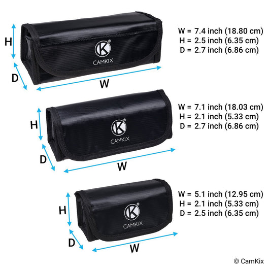 Fire Resistant LiPo Battery Bags - 3 Size Pack – CamKix