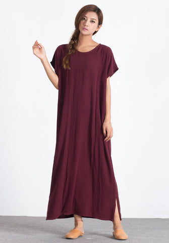 Linen Cotton plus size kaftan Custom made clothing A09
