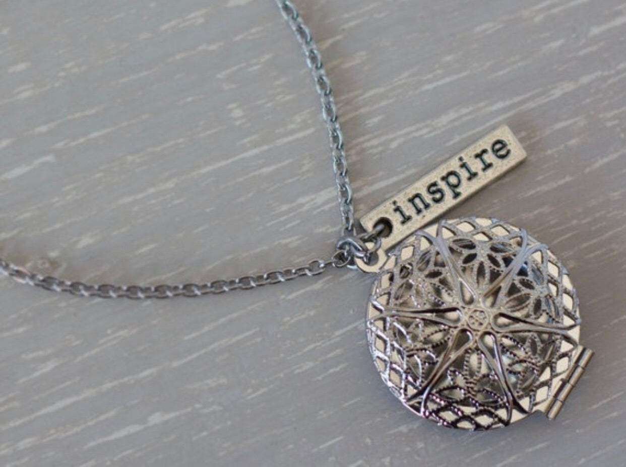 Inspire Silver Plated Diffuser Necklace 24鈥 鈥 Aromatherapy Diffuser Jewelry