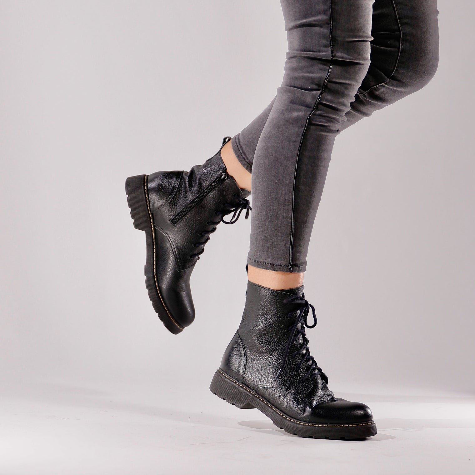 Women S Black Combat Boots By Designer Bernard De Wulf
