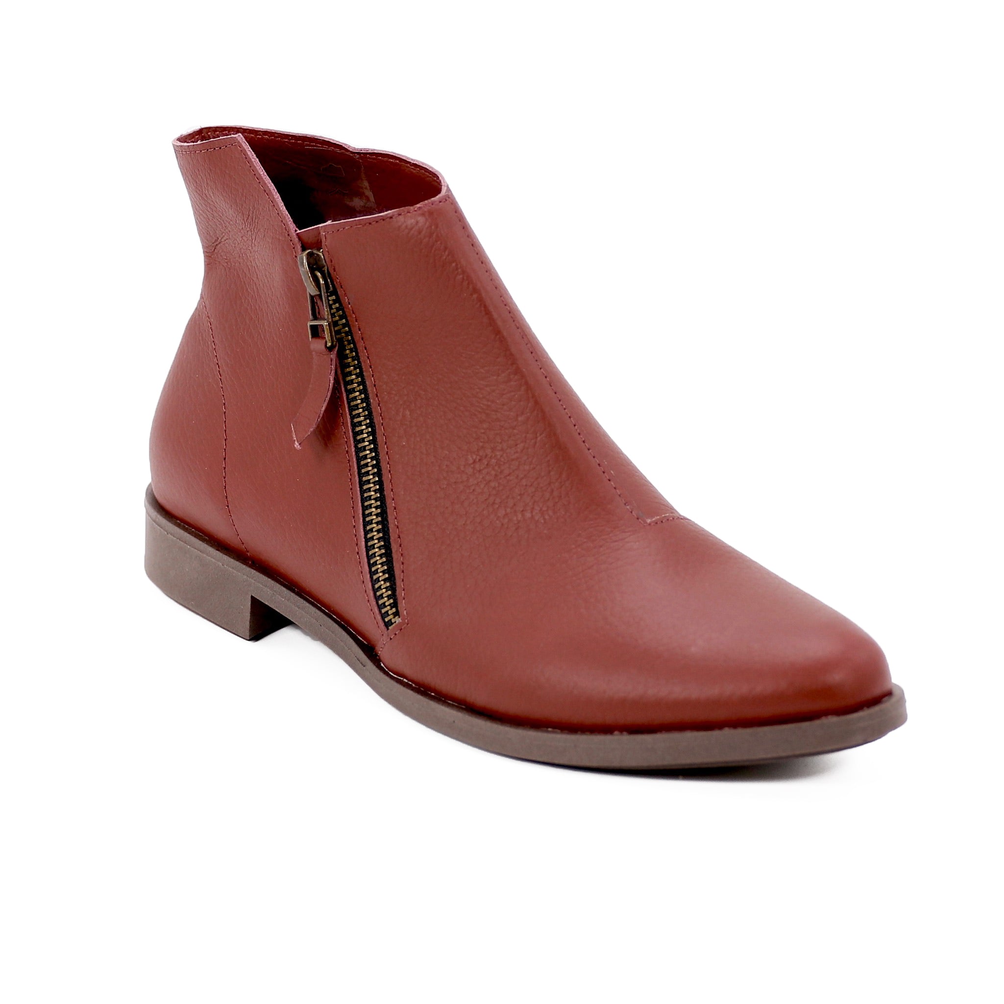 wine leather ankle boots
