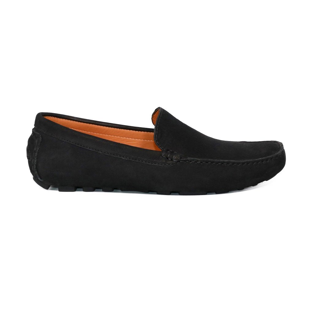 Men's Black Nubuck Soft Driving Loafers 