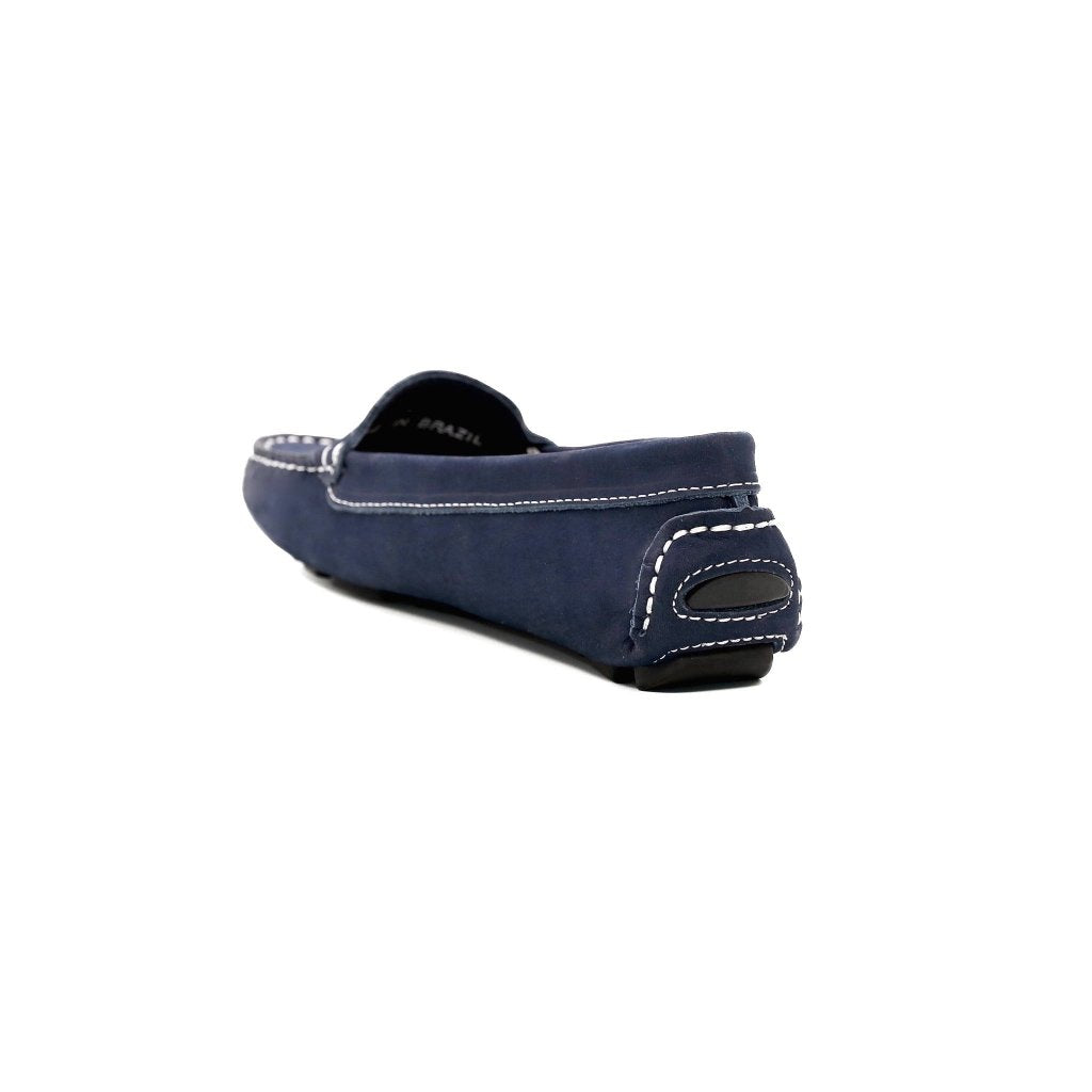 women's navy and white loafers