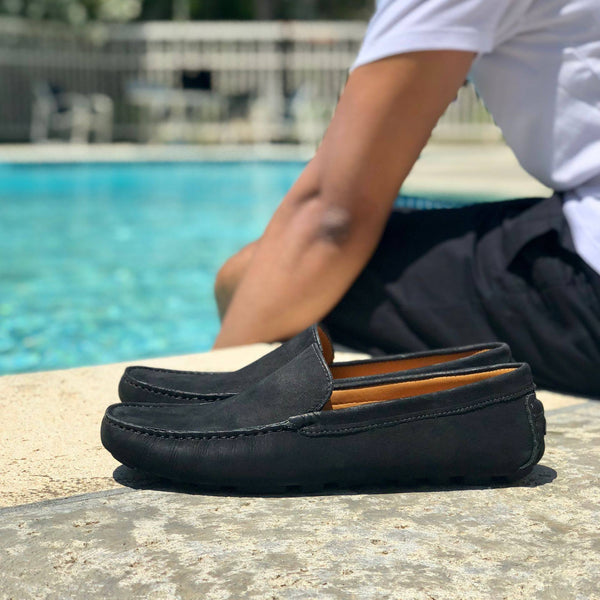 mens black driving loafers