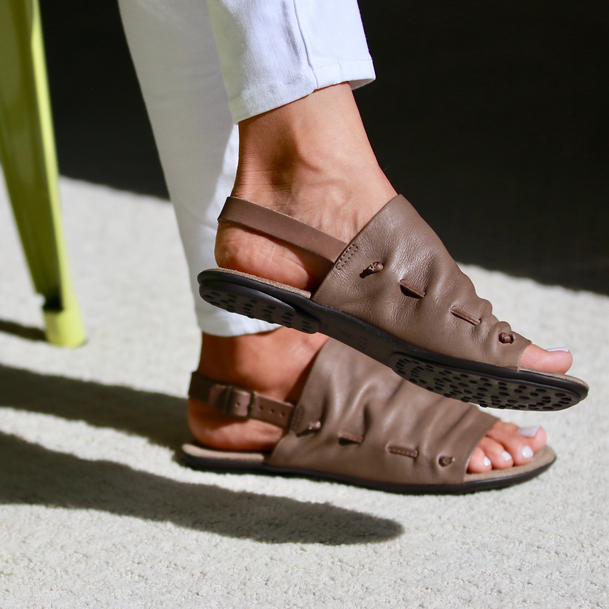 beige leather sandals