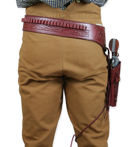 Hand Tooled Leather Gun Belt with Single Holster - .38 Caliber GB-38 ...