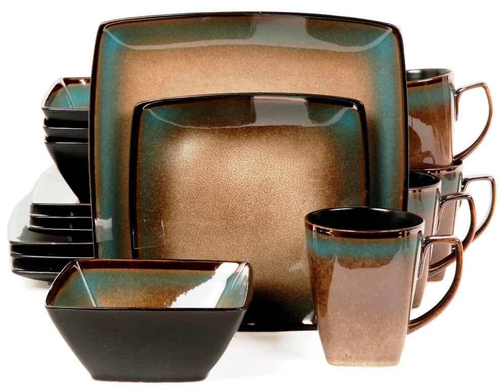 Western Square 16-Piece Dinnerware Set - Taupe & Black 95791.16 – Wild