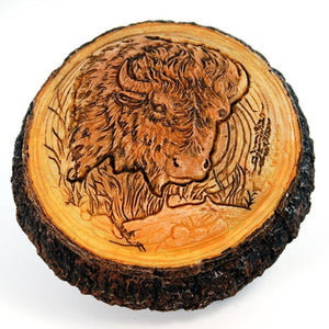 Carved Wood Like Buffalo Trinket Box