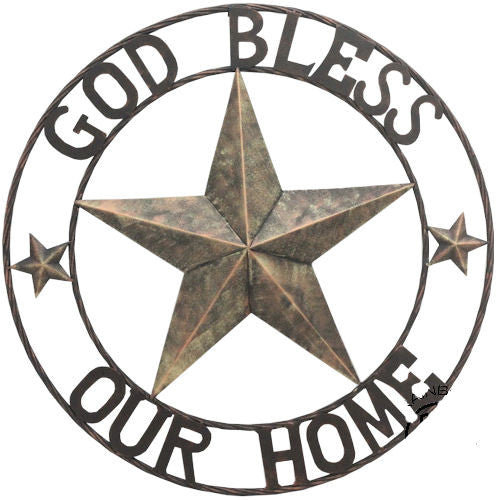 God Bless Our Home 34 Round Metal Wall Art Wild West Living