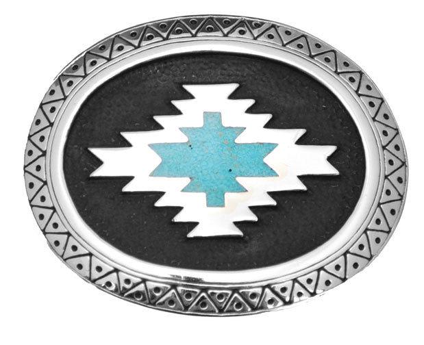 Aztec with Turquoise Inlay Belt Buckle S-4953 – Wild West Living