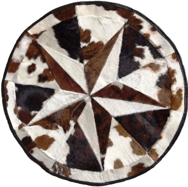 Western 5 Point Star Cowhide Rug 36 Round Wild West Living