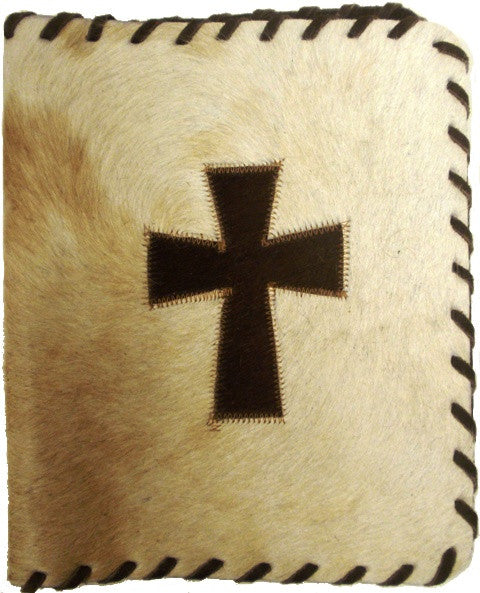 Genuine Cowhide Bible Cover With Cross Wild West Living