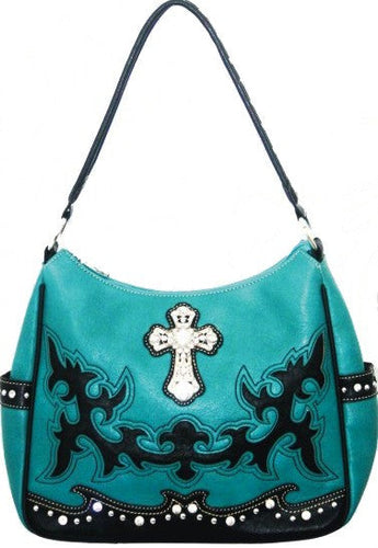 Laser Cut Premium Rhinestone Cross Western Embroidered Handbag With  Matching Wallet in 6 Color - Walmart.com