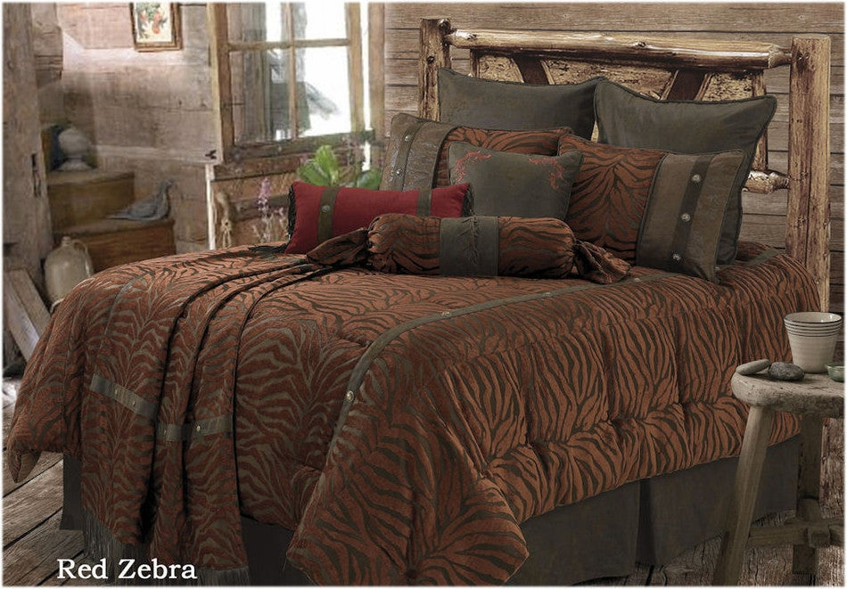 (RWBA9107-ST) "Red Zebra" Western 4-Piece Bedding Set ...