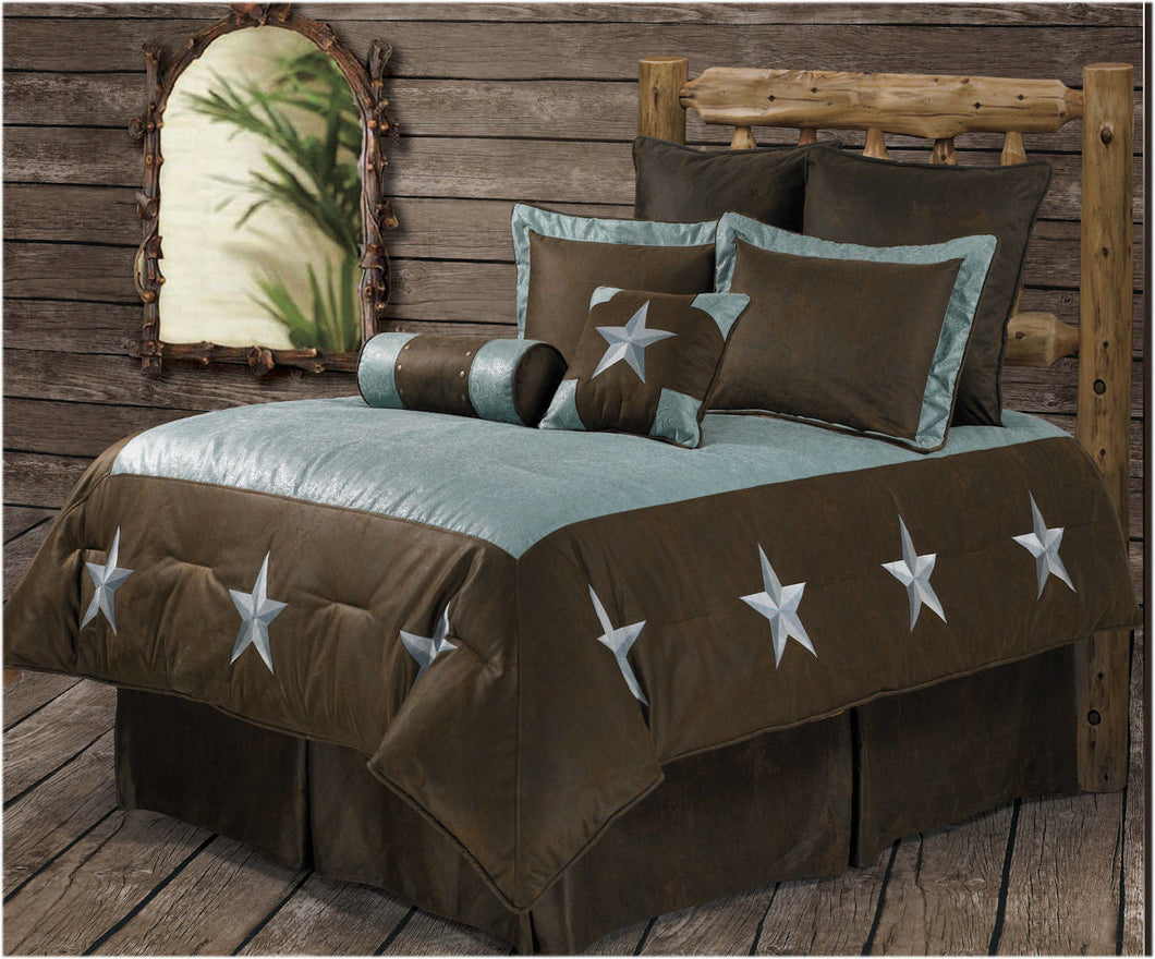 Rwba9183 Sq Turquoise Star Western 6 Piece Bedding Set Super Que Wild West Living