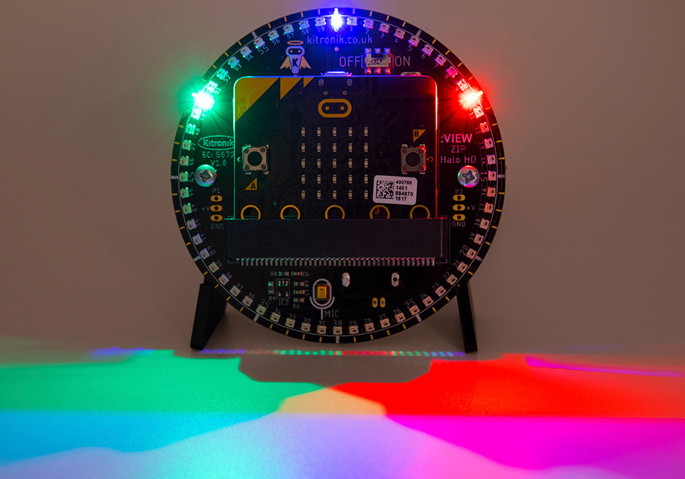 Kitronik alarm clock kit for microbit front view in clock mode