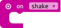 MakeCode `on shake` event block