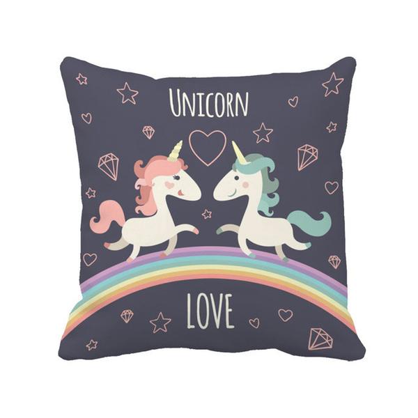 Colorful Cartoon Unicorn Print Pillow - Well Pick