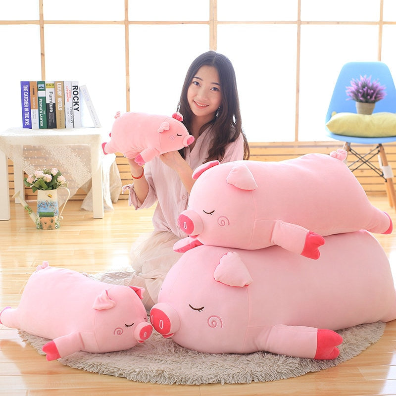 large stuffed pig toy