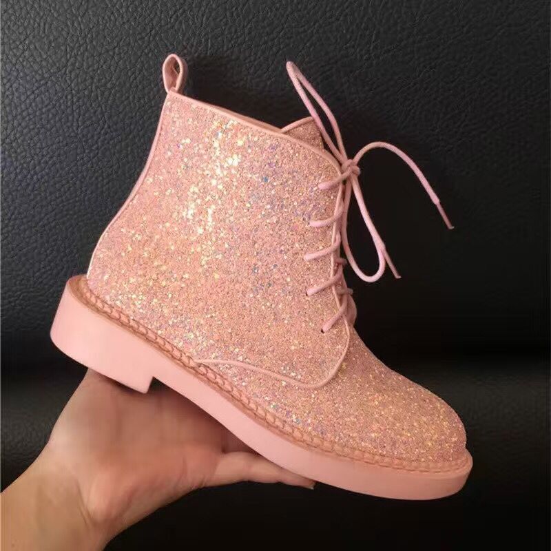 glitter lace up boots