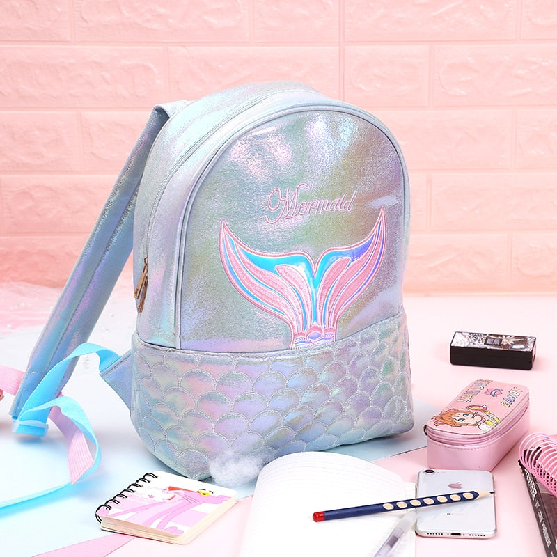 Mermaid Hologram Leather Backpack - Well Pick