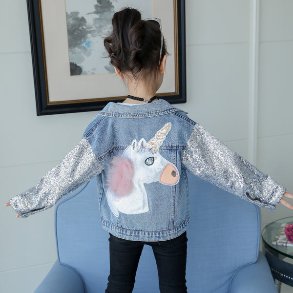 WELAKEN Unicorn Jean Jacket for Girls