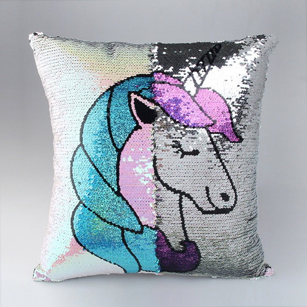 unicorn sequin pillow