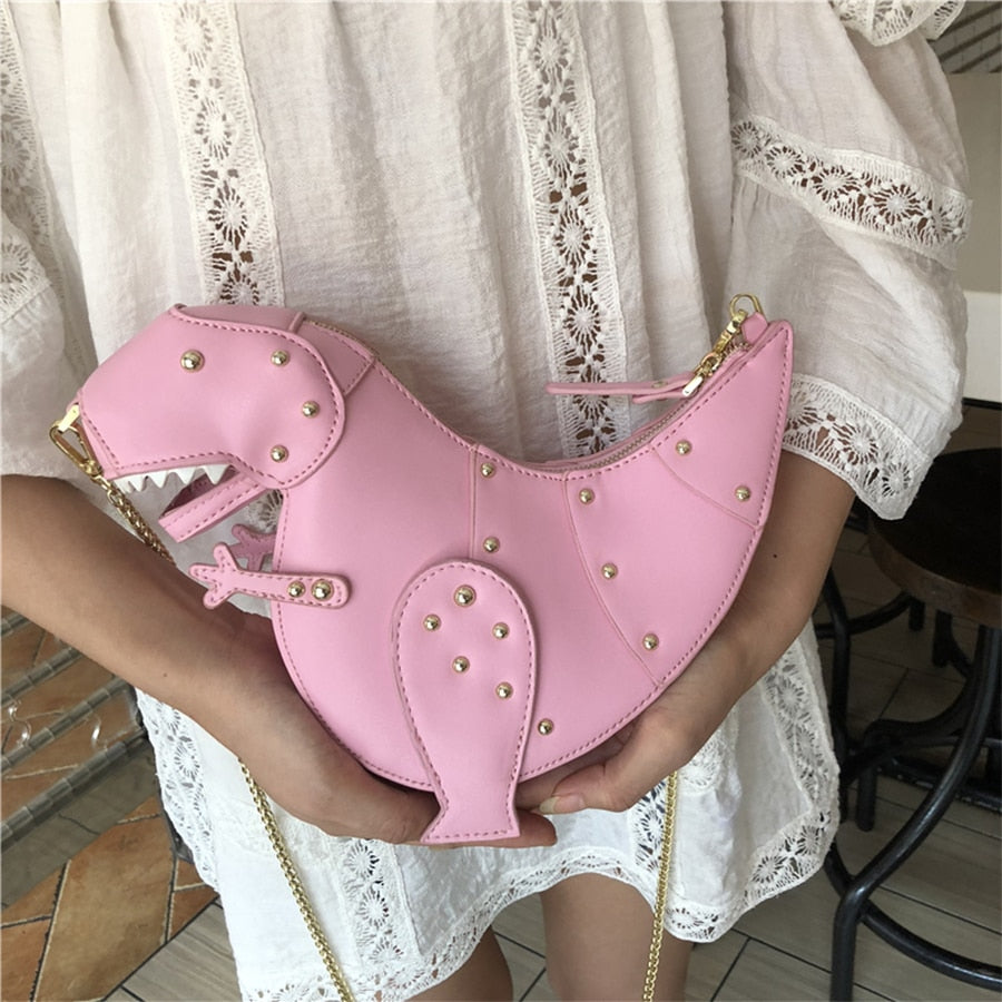 Pink Dinosaur Leather Shoulder Bag - Well Pick