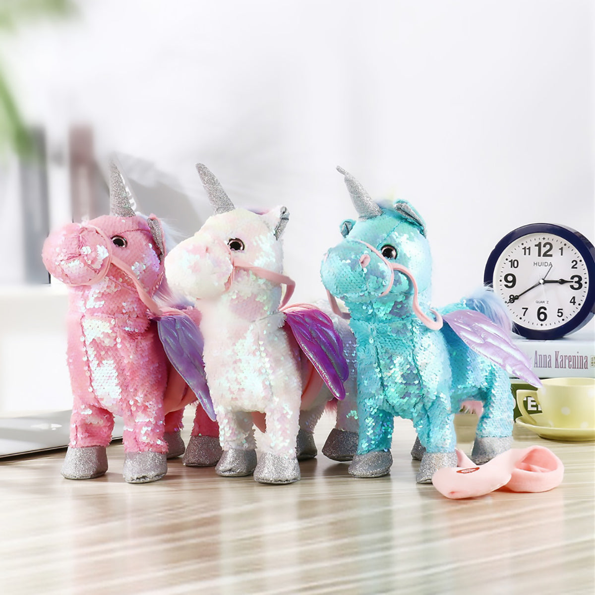 walking unicorn plush toy