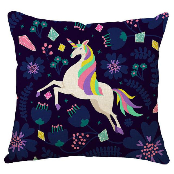 Multicolored Unicorn Linen Cushion Cover - Well Pick