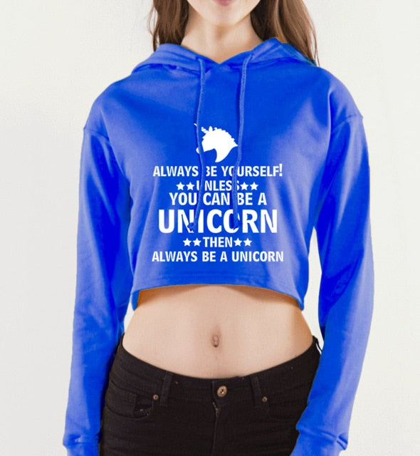 unicorn crop hoodie