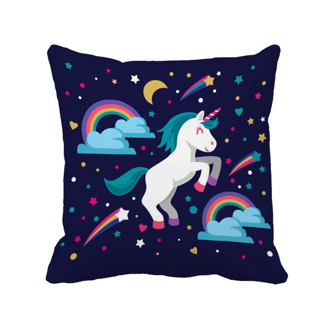 Colorful Cartoon Unicorn Print Pillow - Well Pick