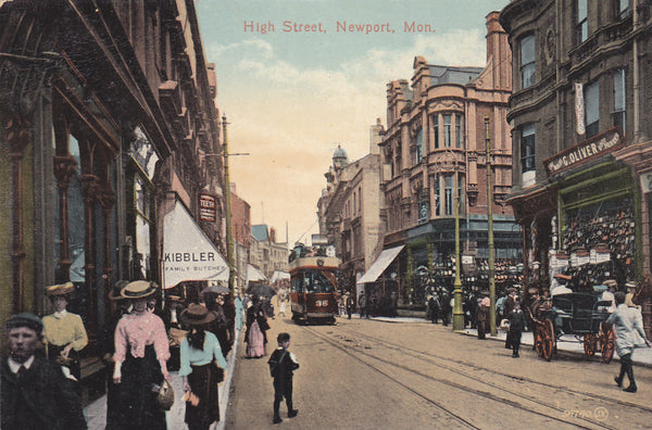 HIGH STREET, NEWPORT, MONMOUTHSHIRE - OLD POSTCARD (ref 1742/20/G7) 0