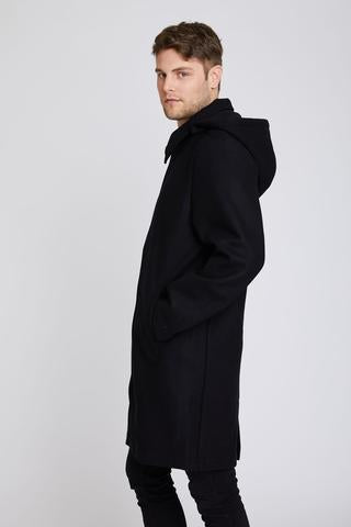 grey wool coat with hood